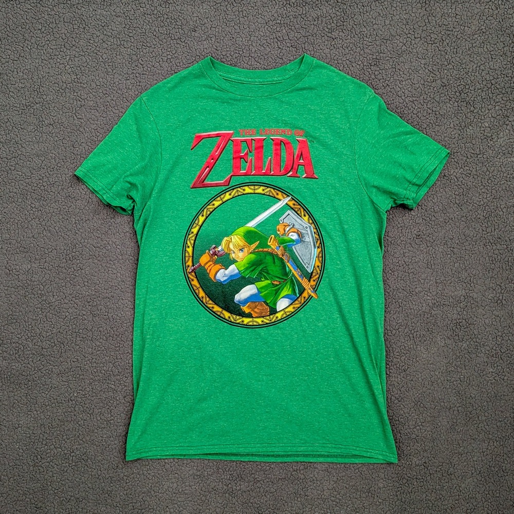 Nintendo The Legend of Zelda Link Graphic T-Shirt Green Heather Small
